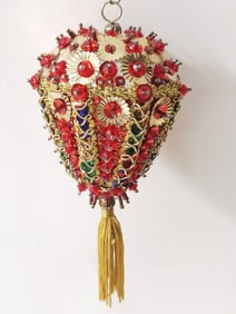 Vintage Hand Made Push Pin Beaded Ornament