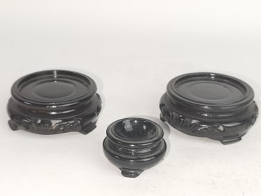 (3) Chinese Wood Carved Stands