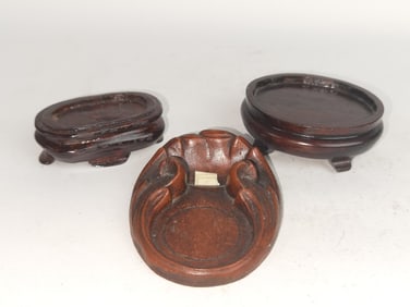 (3) Chinese Wood Carved Stands
