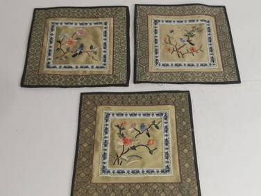(3) Chinese Bird and Flowers Embroideries
