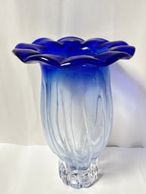 Shannon Crystal Ireland Hand Made Ruffled Glass Va