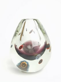 Murano Italy Clear/Amethyst Millefiori Art Glass V