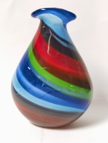 Vintage Murano Italy Multicolor Art Glass Vase