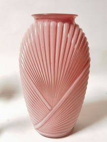 Vintage Anchor Hocking Geometric Pink Glass Vase
