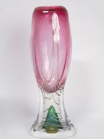 Large Vintage Adam Jablonski Art Glass Bud Vase