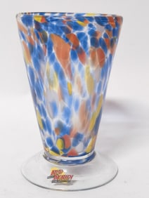Red Robin Splatter Glass Vase