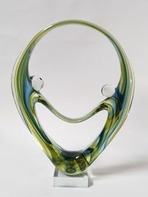 Murano Italy Green/Blue Sommerso Glass Figure
