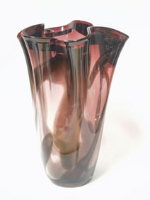 Poland Amethyst Swirl Glass Handkerchief Vase