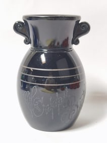 Vintage Dark Purple Glass Vase, Dated 1933