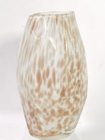 Vintage Murano Italy Glitter White Art Glass Vase