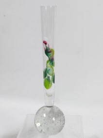 Vintage Fenton Style Hand Painted Glass Vase