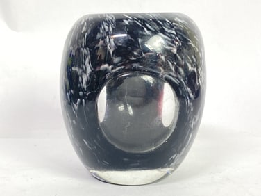 Vintage Black and White Splatter Windowed Glass Va
