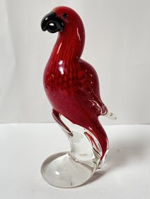 Vintage Murano Italy Red Art Glass Parrot