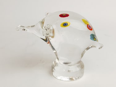 Murano Italy Clear Millefiori Abstract Glass Fish