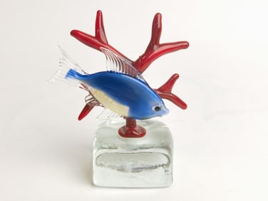 Murano Italy Blue Art Glass Fish