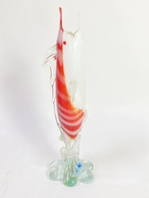 Vintage Murano Italy Red/White Art Glass Fish