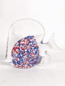 Vintage Murano Italy Blue/Red/White Splatter Glass