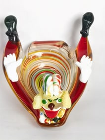 Vintage Murano Italy Swirl Art Glass Clown Bowl