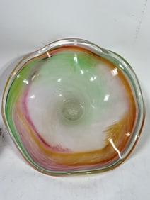 Vintage Murano Italy Crystal Clear Art Glass Bowl
