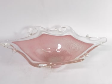 Large Murano Italy Pink Glass Bowl