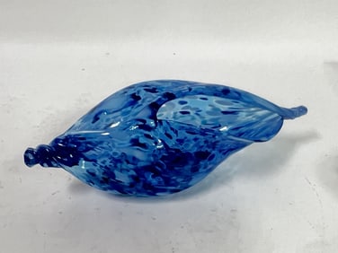 Vintage Murano Italy Splatter Blue Glass Seashell