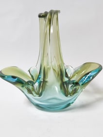 Vintage Crown Venetta Italy Olive/Blue Sommerso Gl