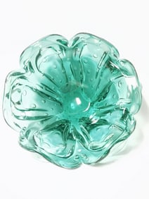 Vintage Murano Italy Green Controlled Bubble Glass