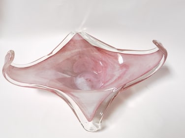 Vintage Murano Italy Pink Art Glass Bowl