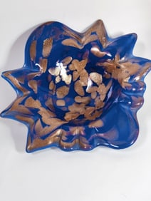 Large Vintage Murano Italy Glitter Art Glass Bowl