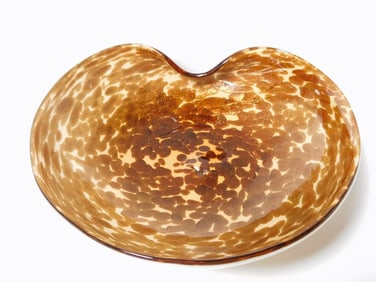 Vintage Murano Italy Glitter Amber with Milk Glass