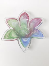 Vintage Murano Italy Multicolor Glass Flower Bowl