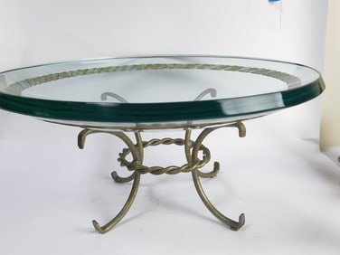 Large Vintage Crystal Glass Tray with Bronze Stand