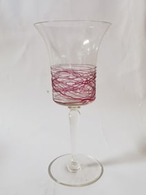 Pink Swirl Clear Wine Glass