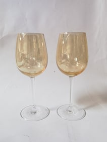 Pr. of Gold Color Wine Glasses