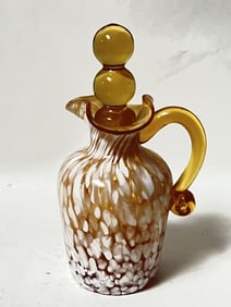 Vintage White Splatter Amber Glass Cruet