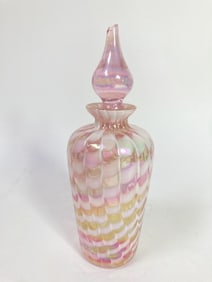 Iridescent Pink Art Glass Perfume Bottle
