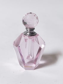 Vintage PInk Faceted Glass Perfume Bottle