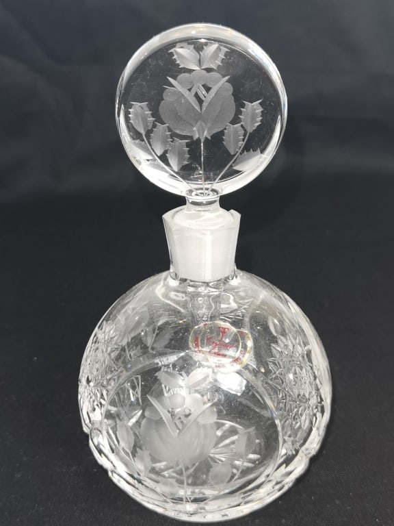 Vintage Princess House Pressed Glass Perfume Bottl: Vintage Princess House Pressed Glass Perfume Bottle, 6.25in