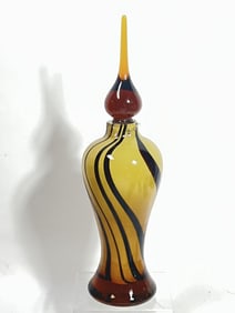 Vintage Black Swirl Amber Glass Perfume Bottle