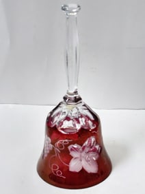 Vintage Fenton Ruby Cut-to-Clear Glass Dinner Bell