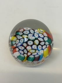 Vintage Murano Italy Millefiori Glass Paperweight