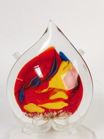 Vintage Murano Italy Art Glass Heart Glass Paperwe