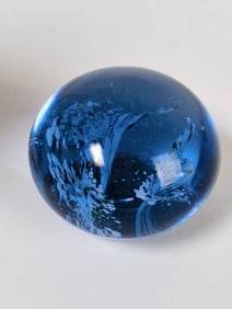 Vintage Blue Art Glass Paperweight