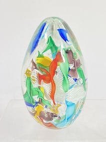 Vintage Murano Italy Millefiori Glass Paperweight
