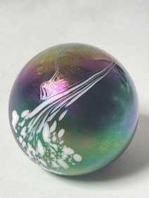 Vintage Iridescent Swirl Glass Paperweight