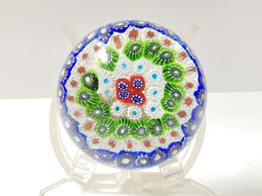 Murano Italy Millefiori Glass Paperweight