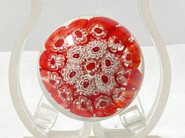 Avita Red Millefiori Glass Paperweight