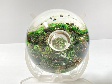 1984 Selkirk Glass "Solitaire" Glass Paperweight