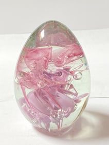 1992 Mt. St. Helen HCM Pink Swirl Glass Paperweigh