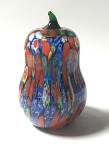 Murano Italy Millefiori Glass Pear Paperweight